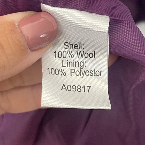 Appleseed's 100% Wool Jacket Purple Button Front Pockets Coat Tweed Long Sz 18 - Picture 3 of 7